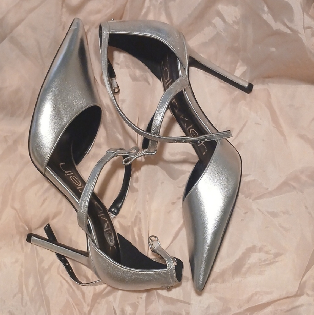 Calvin Klein Silver Pointed Heels